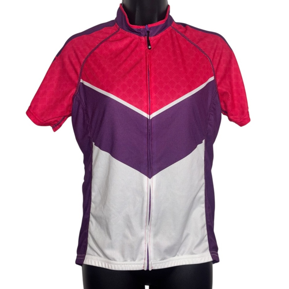 Canari Cycling Jersey Short Sleeve Full Zip Front Pink Purple Women’s Size Large